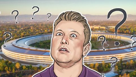 Elon Musk en version cartoon entouré de points d'interrogation