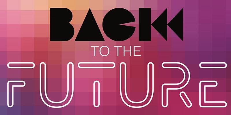 back to the future titre en typo sur fond coloré