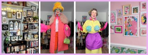 C'est quoi le maximalisme ? Deux femmes habillées de couleurs vives entourées de photos de pièces surchargées