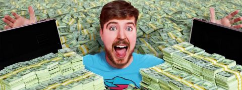 mr beast un youtubeur au milieu de liasses de billets