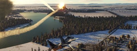 warvideogame deux avions en pleine escarmouche dans un jeux de simulation de combat