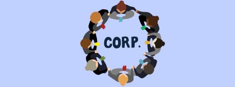 Corp Illustration d'employés se tenant par la main