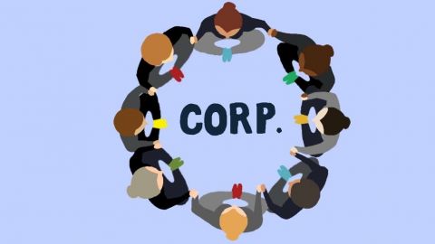 Illustration d'employés se tenant par la main