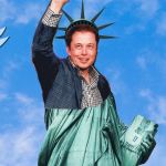 Elon Musk en statue de la liberté