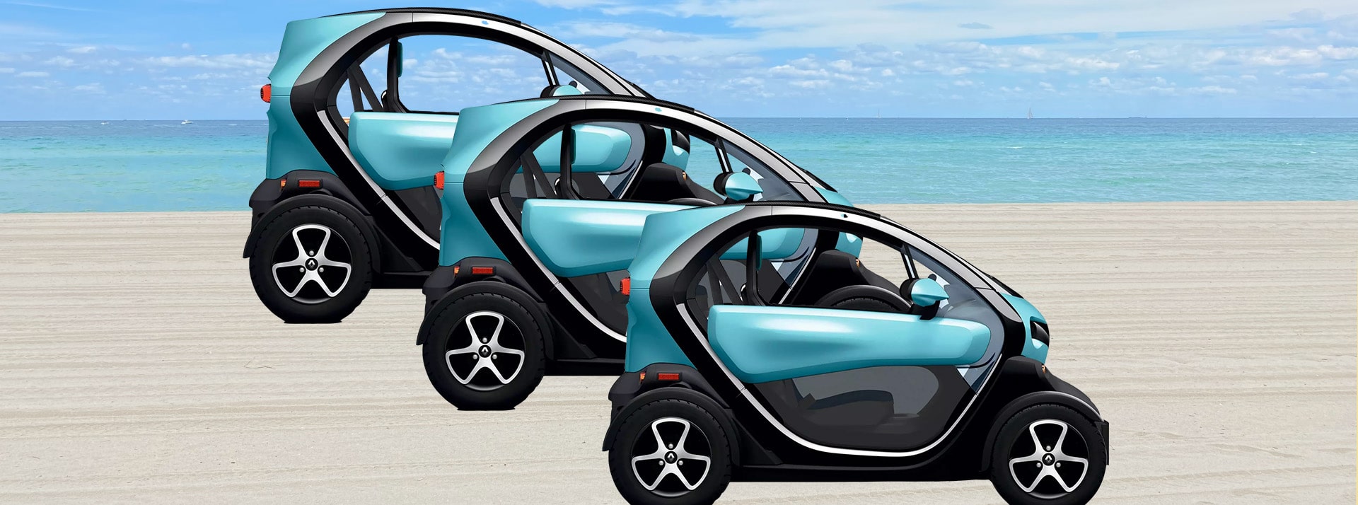 Rapport GIEC, voitures électriques, CO2 - L'ADN voitures électriques sur une plage de sable fin