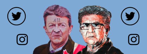 De l'art de révéler son vote sur les réseaux sociaux Montage de Jean-Luc Mélenchon et les icônes Twitter et Instagram