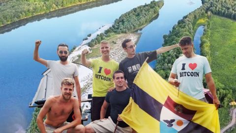 Un groupe de fans de crypto avec drapeau de Liberland