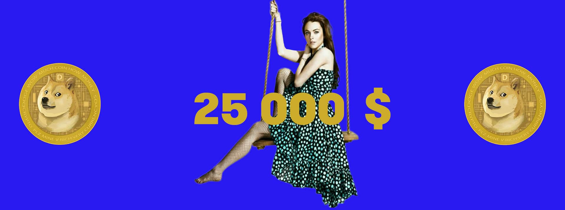 Pour 25000 $, Lindsay Lohan fait des tweets bidons sur les cryptos - L'ADN Lindsay Lohan sur une balançoire et chiffre 25000