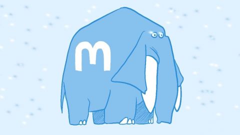 Un mammouth estampillé du logo de Mastodon