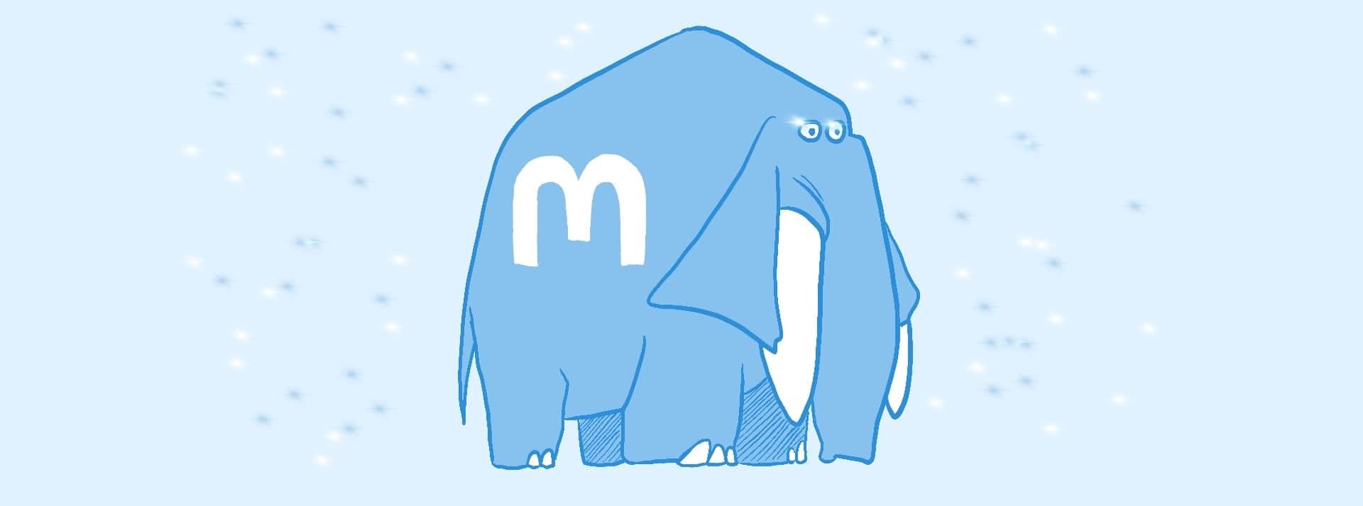 Un mammouth estampillé du logo de Mastodon
