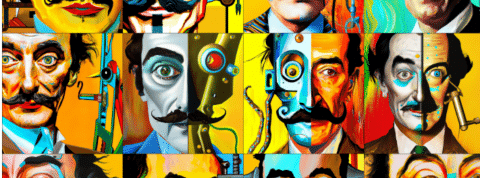 dalle plusieurs portrait de l'artiste Dali.