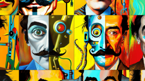 dalle plusieurs portrait de l'artiste Dali.