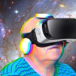 papy vace casque VR sur fpond étoilé