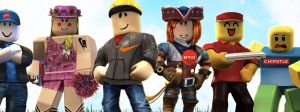 des personnage de roblox avec des logos de marques