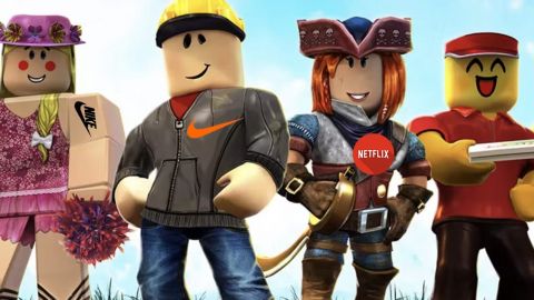 des personnage de roblox avec des logos de marques