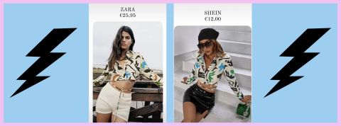 Zara vs Shein Une femme brune habillée en vêtements Shein