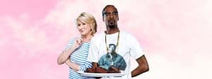 Martha Stewart et Snoop Dog sur fond rose