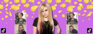 Avril Lavigne sur fond de bitcoins et captures écrans Tiktok