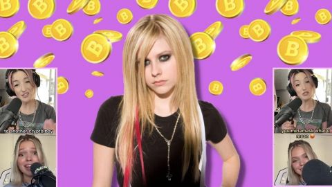 Non aux cryptobros, TikTok Avril Lavigne sur fond de bitcoins et captures écrans Tiktok