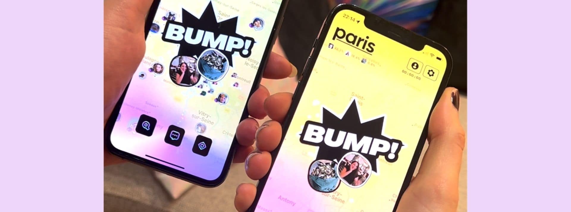 C'est quoi Zenly, l'appli française racheté par Snap qui cartonne en Russie - L'ADN Deux smartphone en train d'activer la fonctionnalité "bump" de Zenly