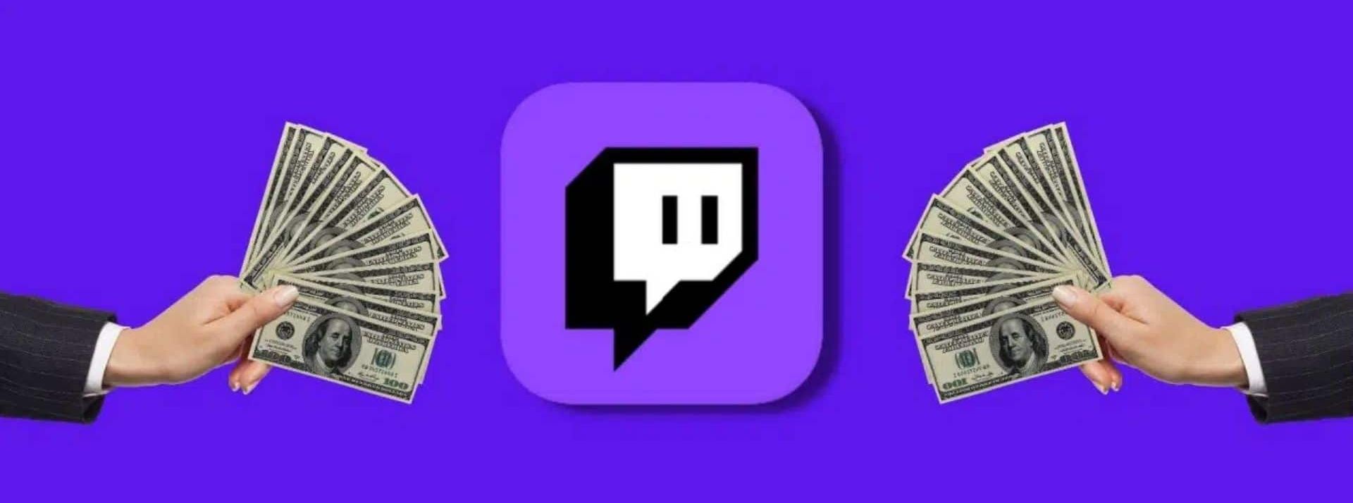 Logo Twitch entouré de billets
