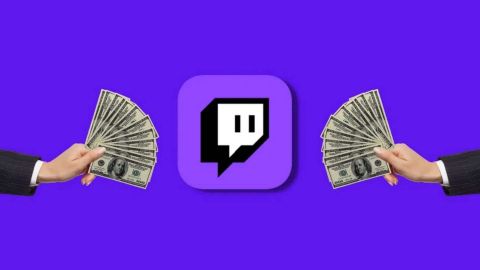 Logo Twitch entouré de billets