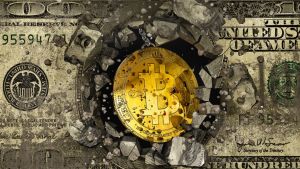 Bitcoin soirtant d'un dollar