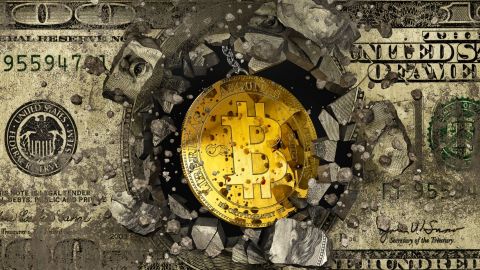 Bitcoin soirtant d'un dollar