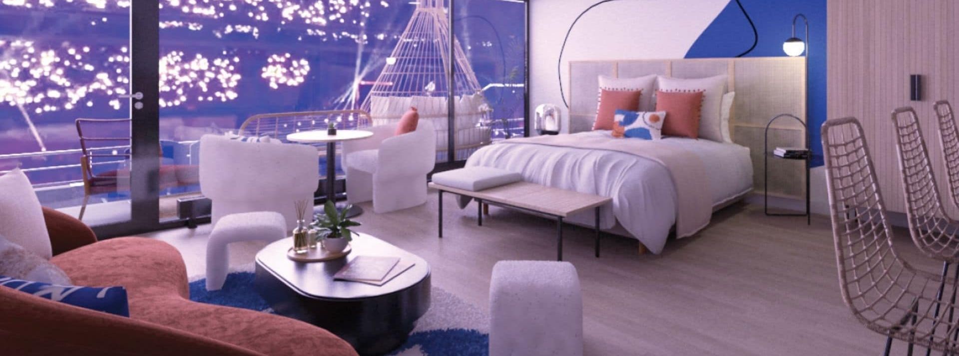 Loge du stade de France aménagée en chambre d'hotêl