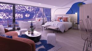 Loge du stade de France aménagée en chambre d'hotêl