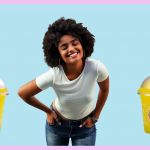 Sur fond bleu, des sodas rose et jaunes