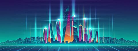 Future metropolis virtual model cartoon vector métavers