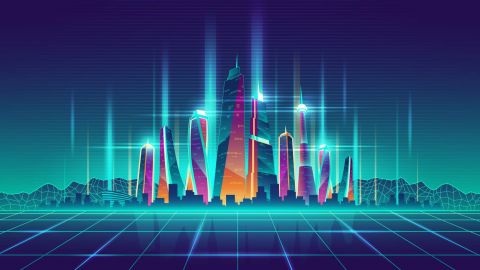 Future metropolis virtual model cartoon vector métavers