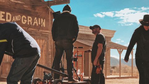 Equipe de tournage sur un western