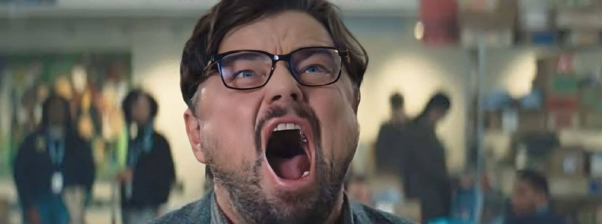 Étude sur l'écologie culurelle - L'ADN Leonardo di Caprio, hurlant dans Don't look up, film Netflix