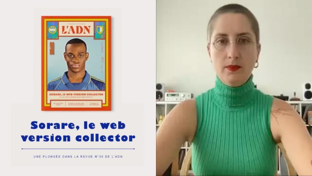 couverture de la revue à gauche et animatrice à droite de l'image