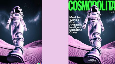 Couverture du magazine Cosmopolitan - Astronaute femme qui marche sur mars d'un pas déterminé