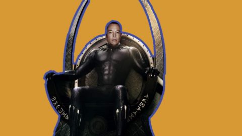 Elon Musk sur un trône