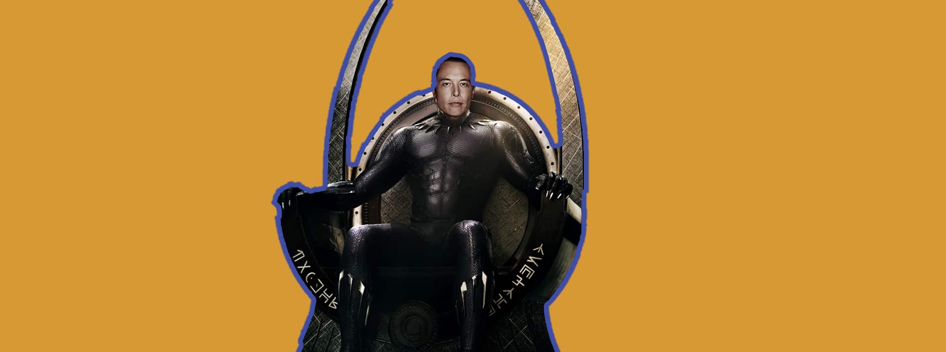 Elon Musk sur un trône