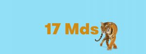 chiffre 17 mds et un tigre sur fond bleu