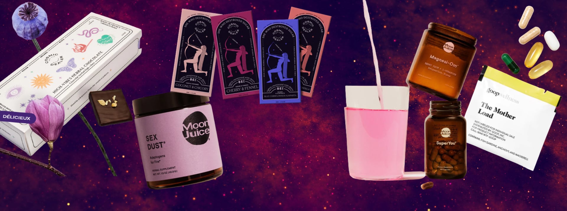 produits des marques Moonjuice Goop Cosmic Dealer
