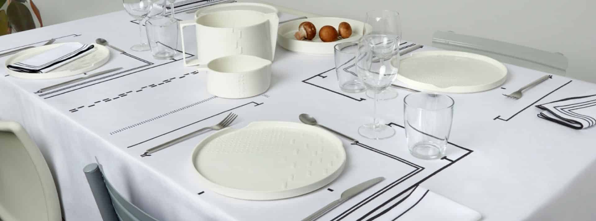 TACT : Une collection de vaisselle et de linge de table tactile, adaptées aux aveugles et aux malvoyants - L'ADN Table dressée