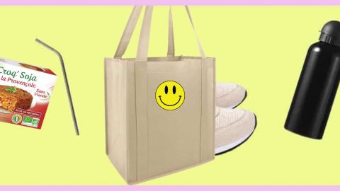 Tote bag, paille métal, gourde