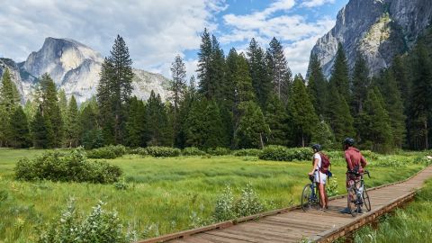 Mountain biking in Yosemite National Park.