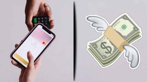 Termnal de paiement et CB vs emoji dollar qui vole