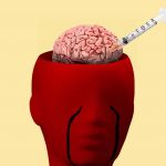 Cerveau avec une seringue