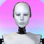 Une humanoïde sur pattern métavers