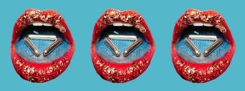 8 mots tendance 3 bouches avec pilules argent