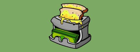 Toaster qui grille de l'argent Grille pain qui débite argent et pain