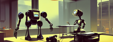 robot des robots travaillant comme concept artists